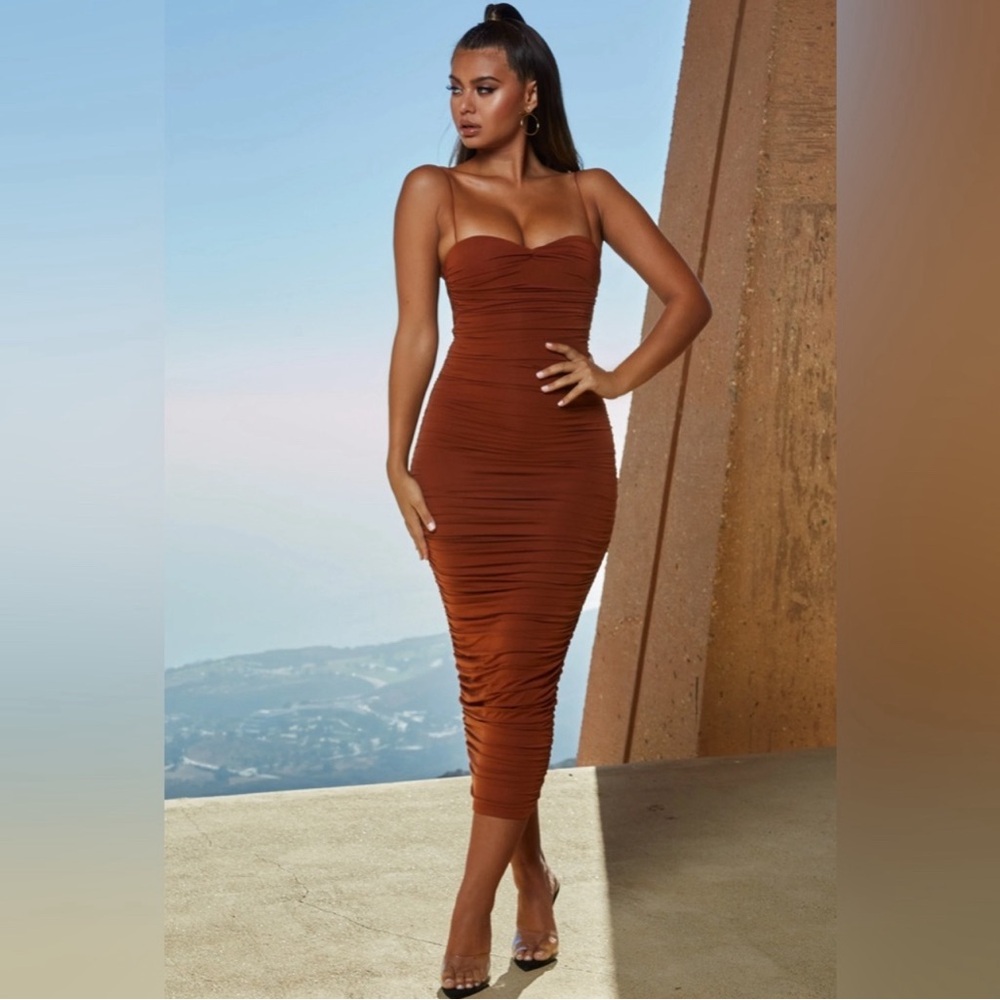 Oh Polly Ruched Midi Dress